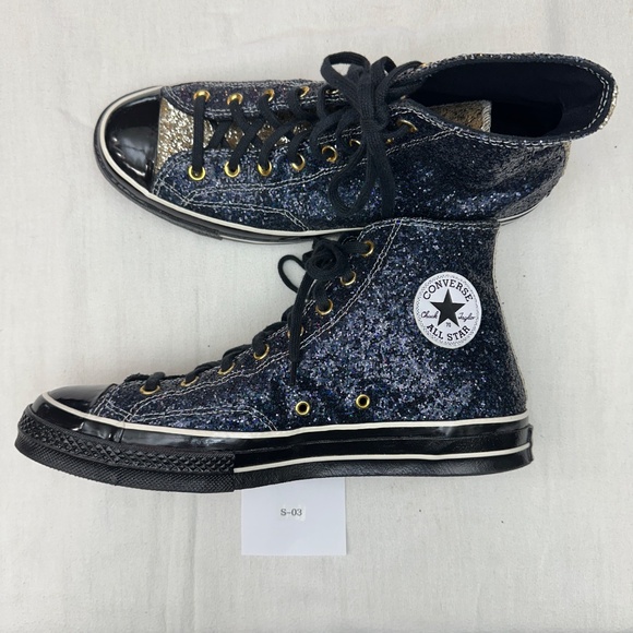 Converse CTAS Custom Glitter Chuck 70 By You Navy Gold Men's 12 - Picture 3 of 8